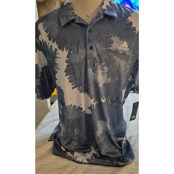 adidas Men's Flower Mesh Golf Polo Shirt in White/Collegiate Navy SZ. XL NWT - Picture 1 of 5